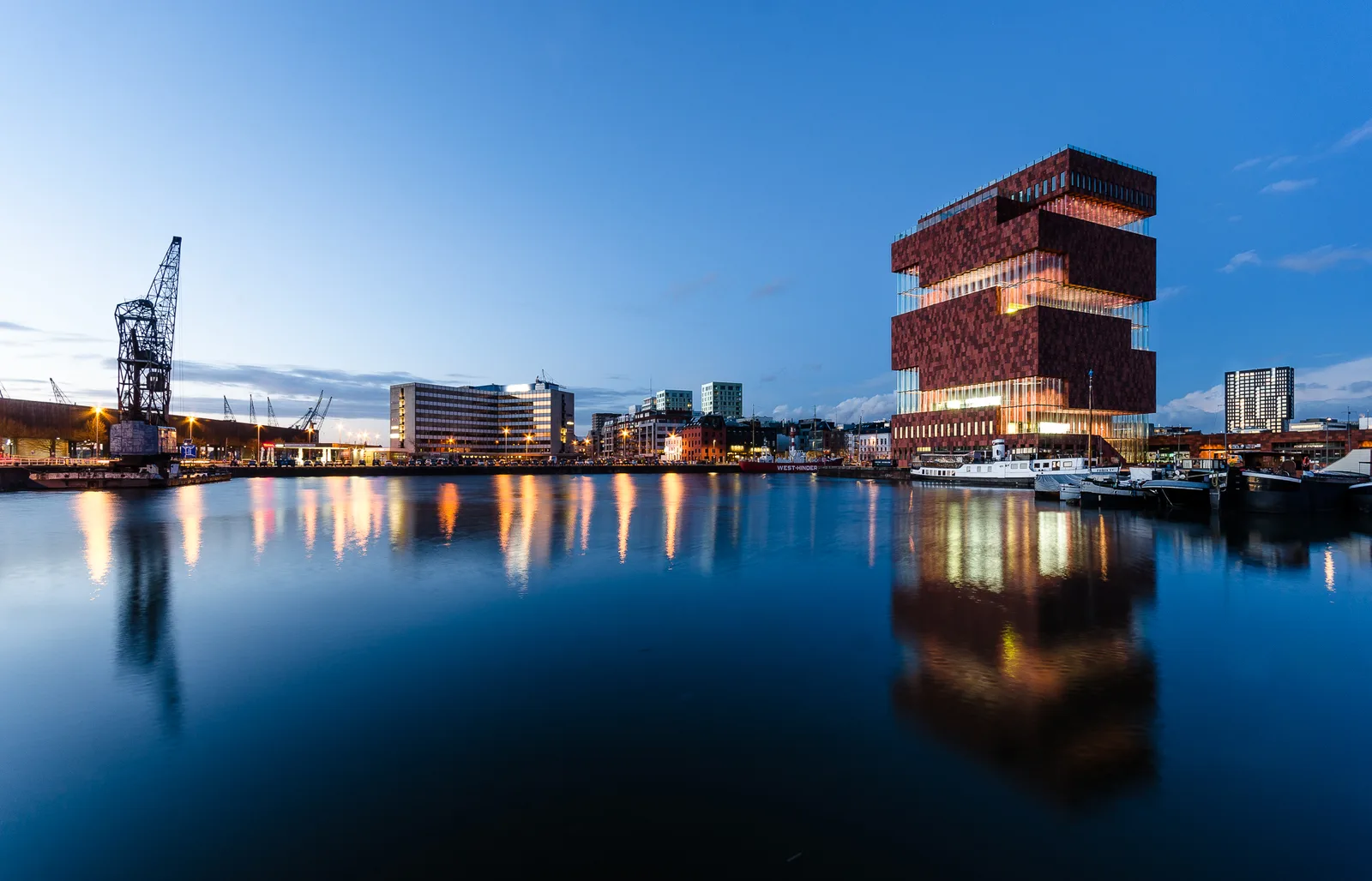 Modern waterfront architecture and harbor