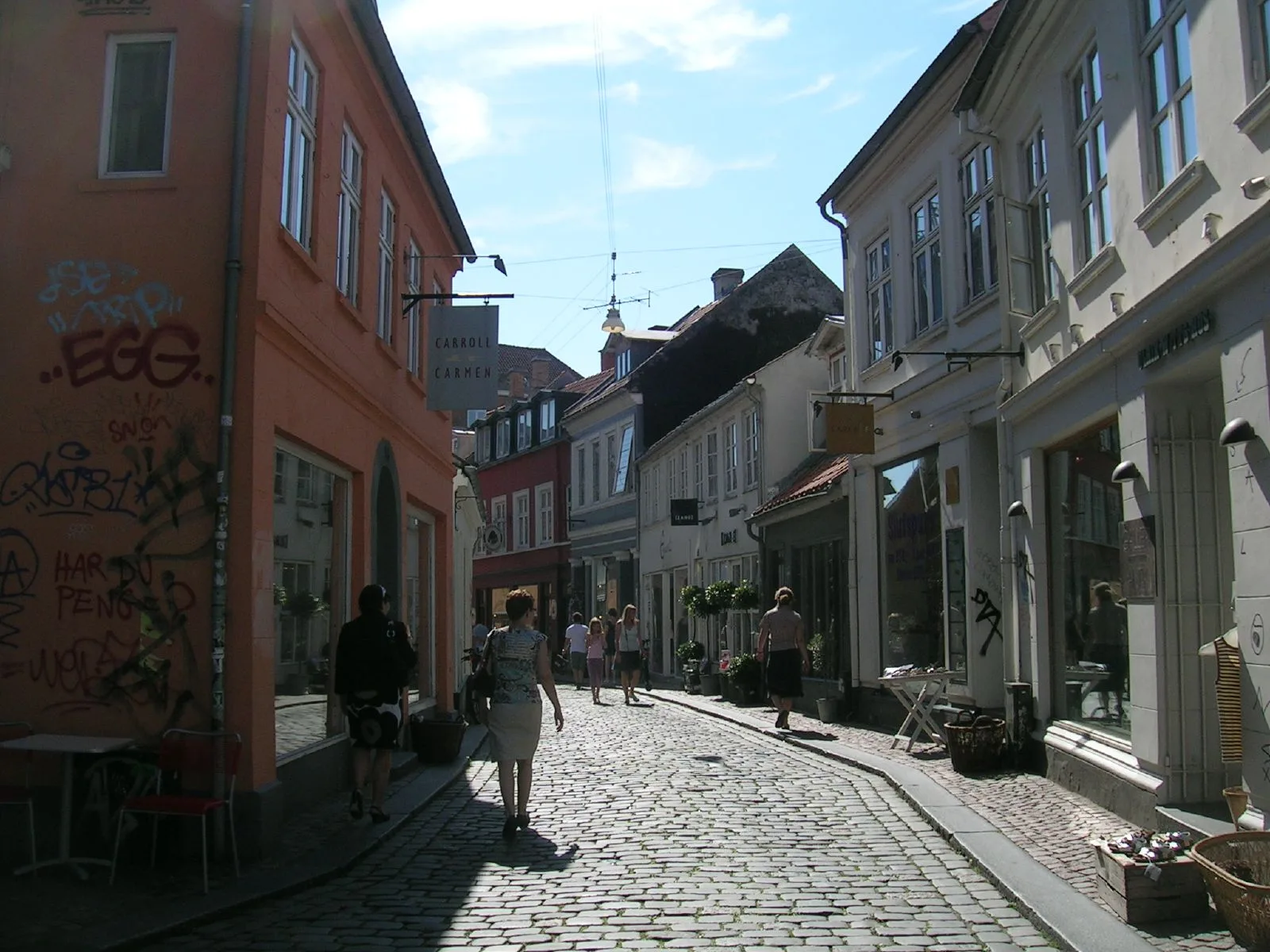 Latin Quarter cobblestone streets in Aarhus with traditional Danish buildings