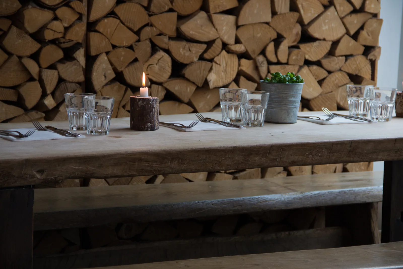 Copenhagen upscale restaurant table setting with fine dining atmosphere