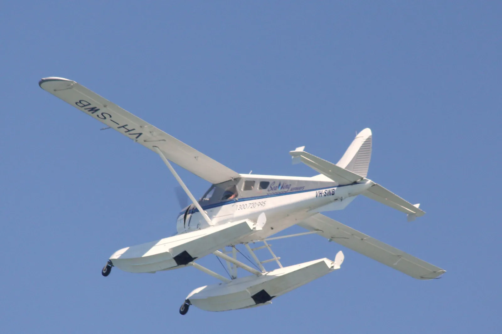 Seaplane flying over Copenhagen Aarhus route Denmark
