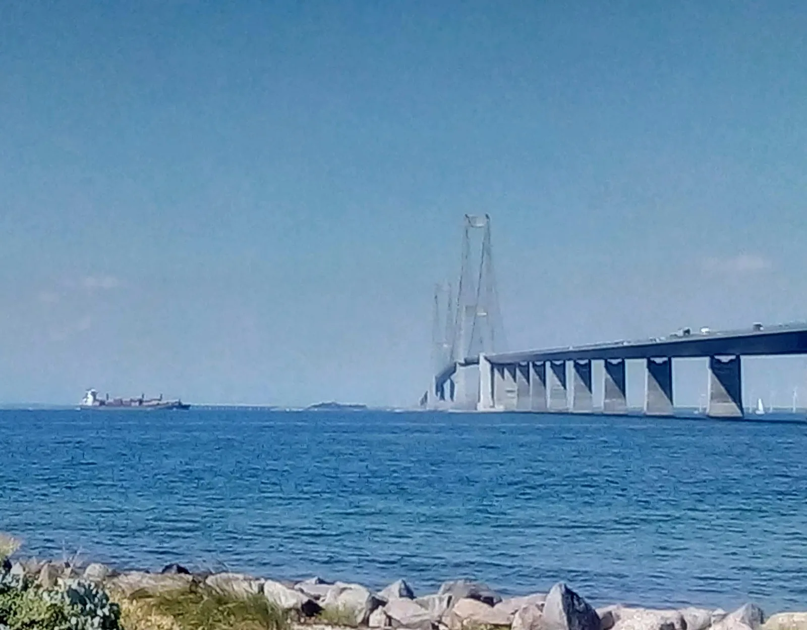 Storebæltsbroen Great Belt Bridge spanning across the Kattegat sea between Zealand and Funen, Denmark