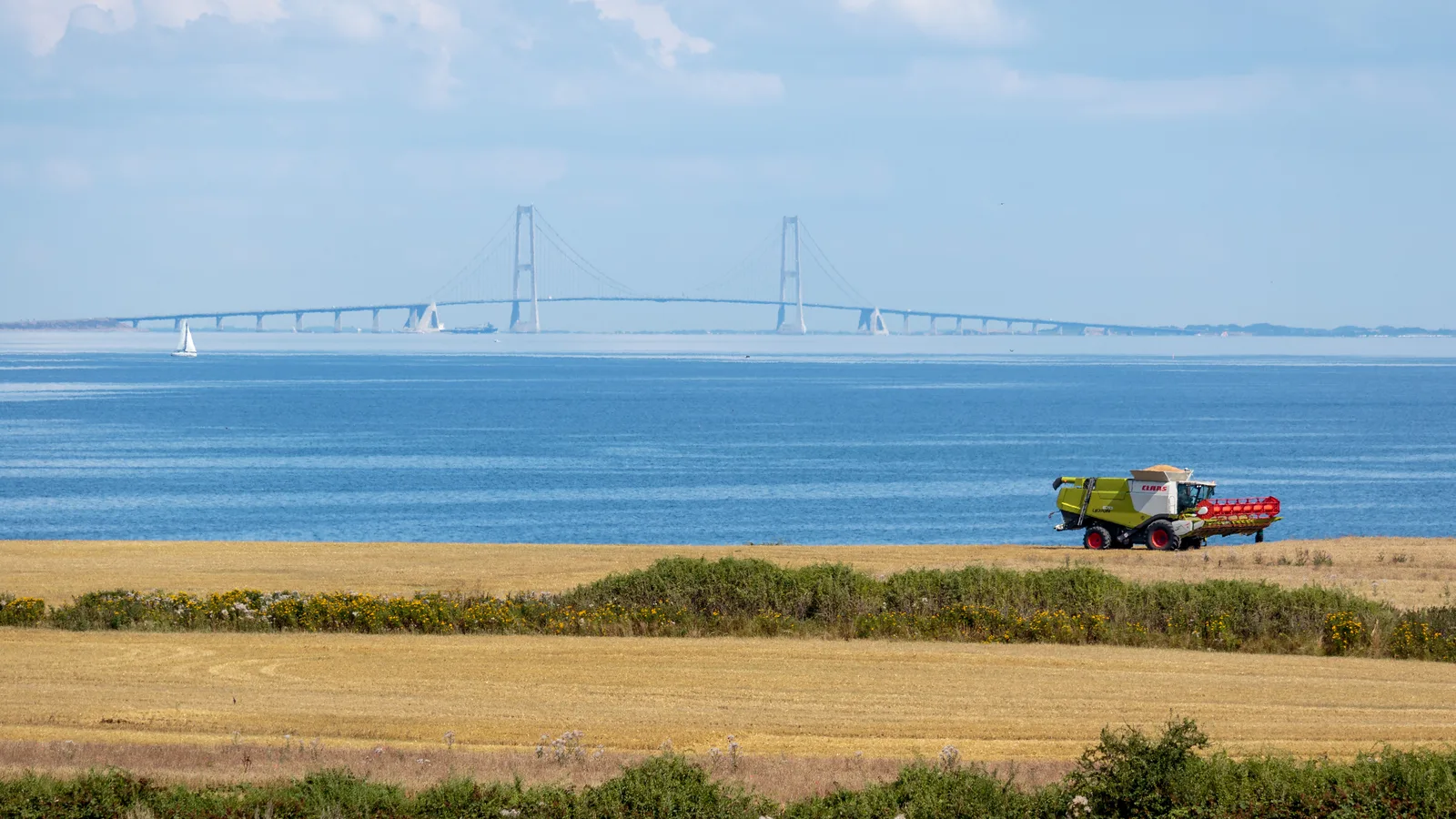 Great Belt Bridge 254-metre suspension towers spanning across the Kattegat strait between Danish islands