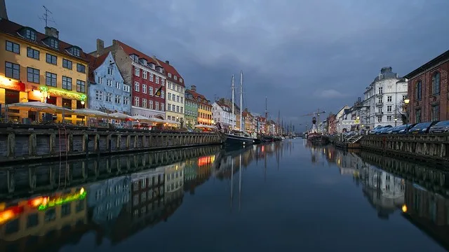 Iconic colorful merchant houses at Nyhavn in Copenhagen, Denmark