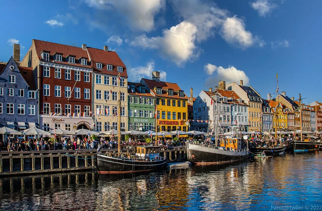 Colorful townhouses along Nyhavn canal in Copenhagen
