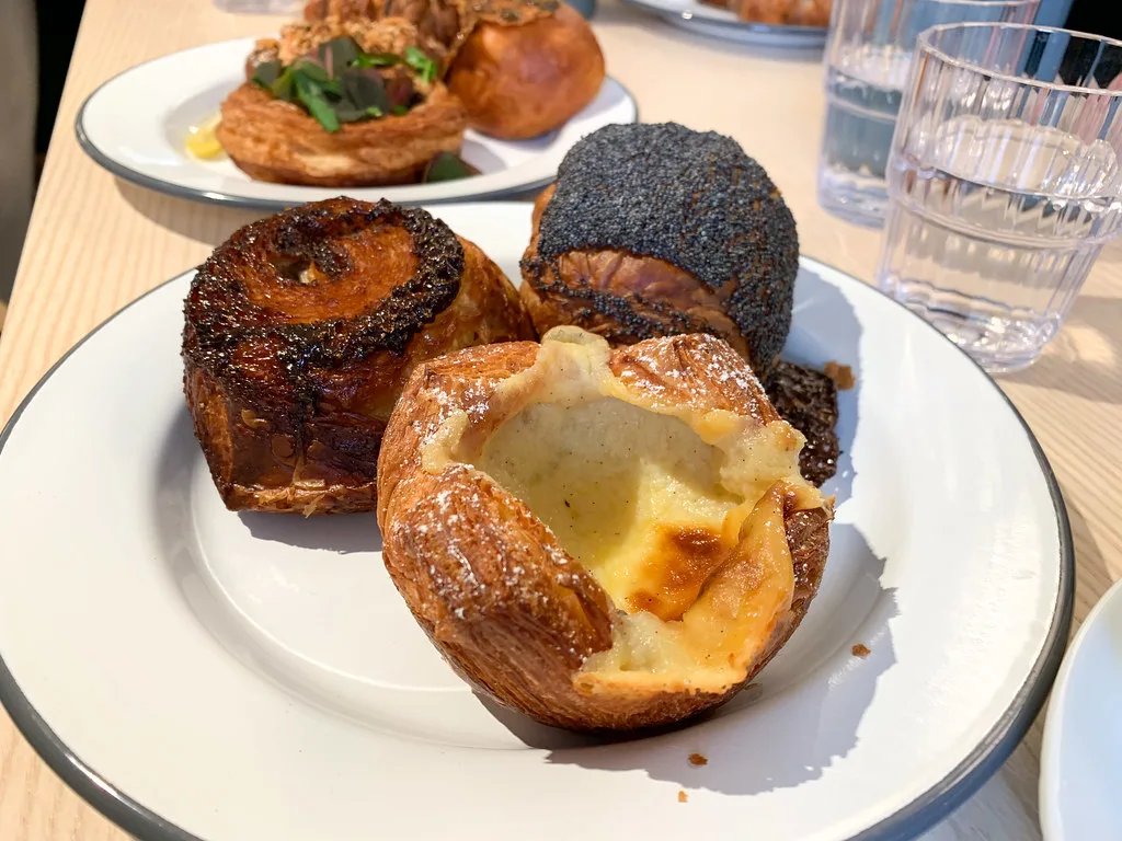 Danish pastries and fresh bread at a Copenhagen bakery