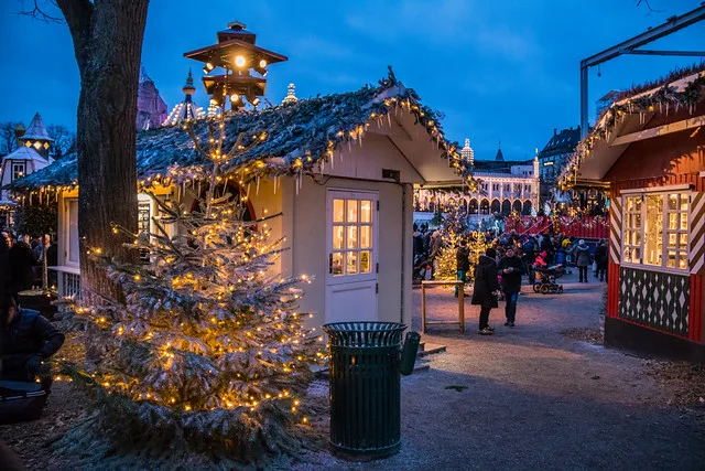 Christmas market at Tivoli in Odense, Denmark