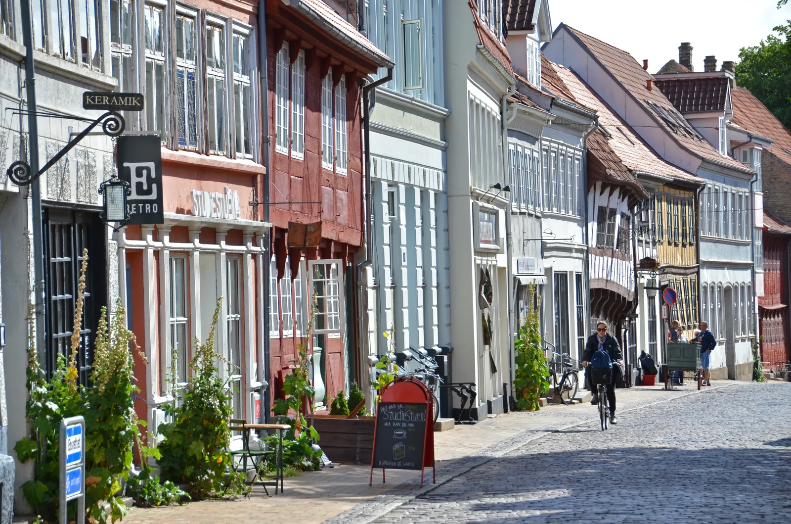 Historic architecture and old town streets in Odense Denmark